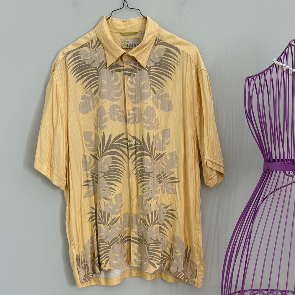 Cubavera Yellow Shirt with Palm Accents
